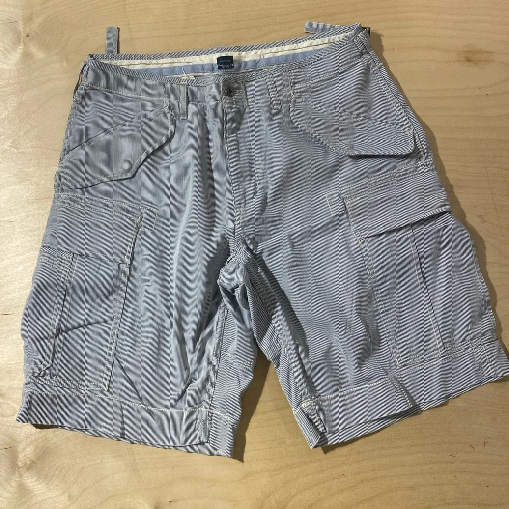 Polo by Ralph Lauren Blue bd White Striped Cargo Shorts 34 (OK)